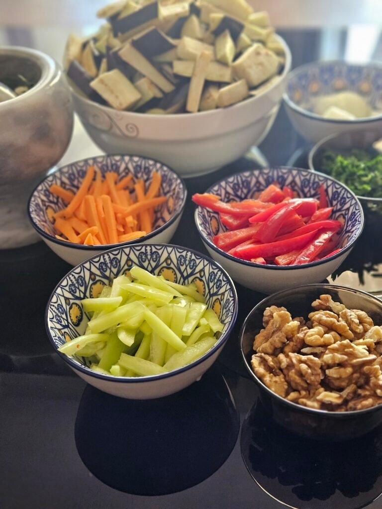 Eggplant salad with walnuts ingredients