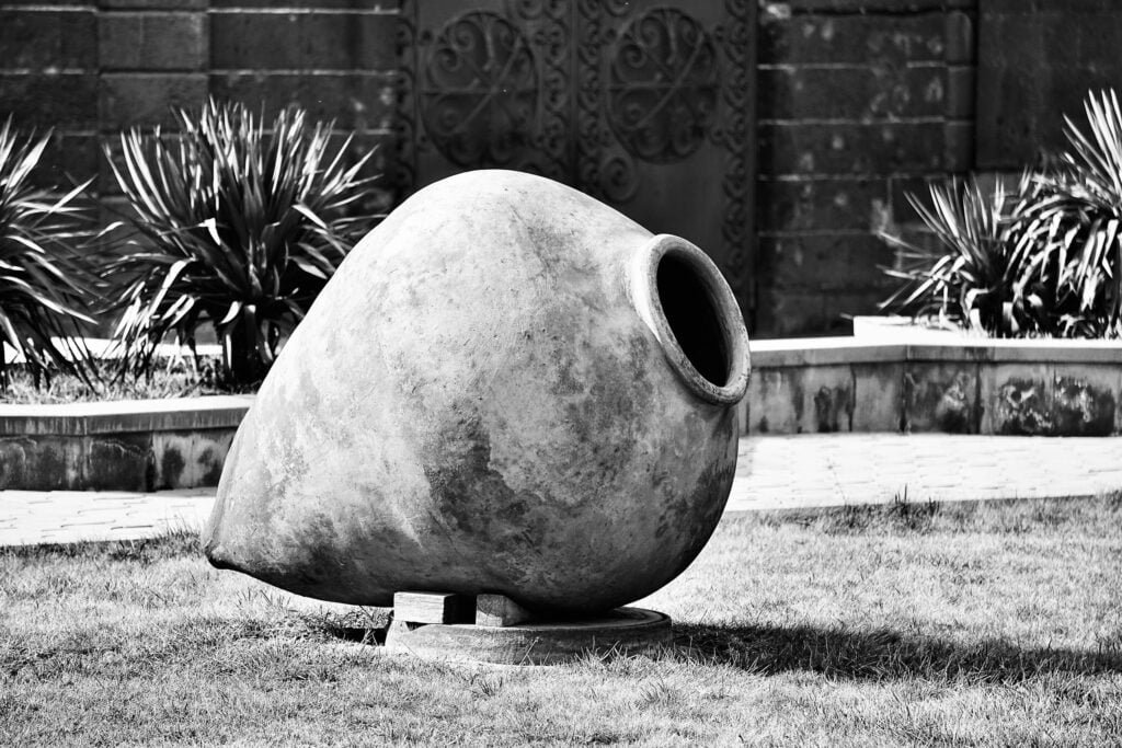 Large Wine Clay Pot on the Ground Outdoors